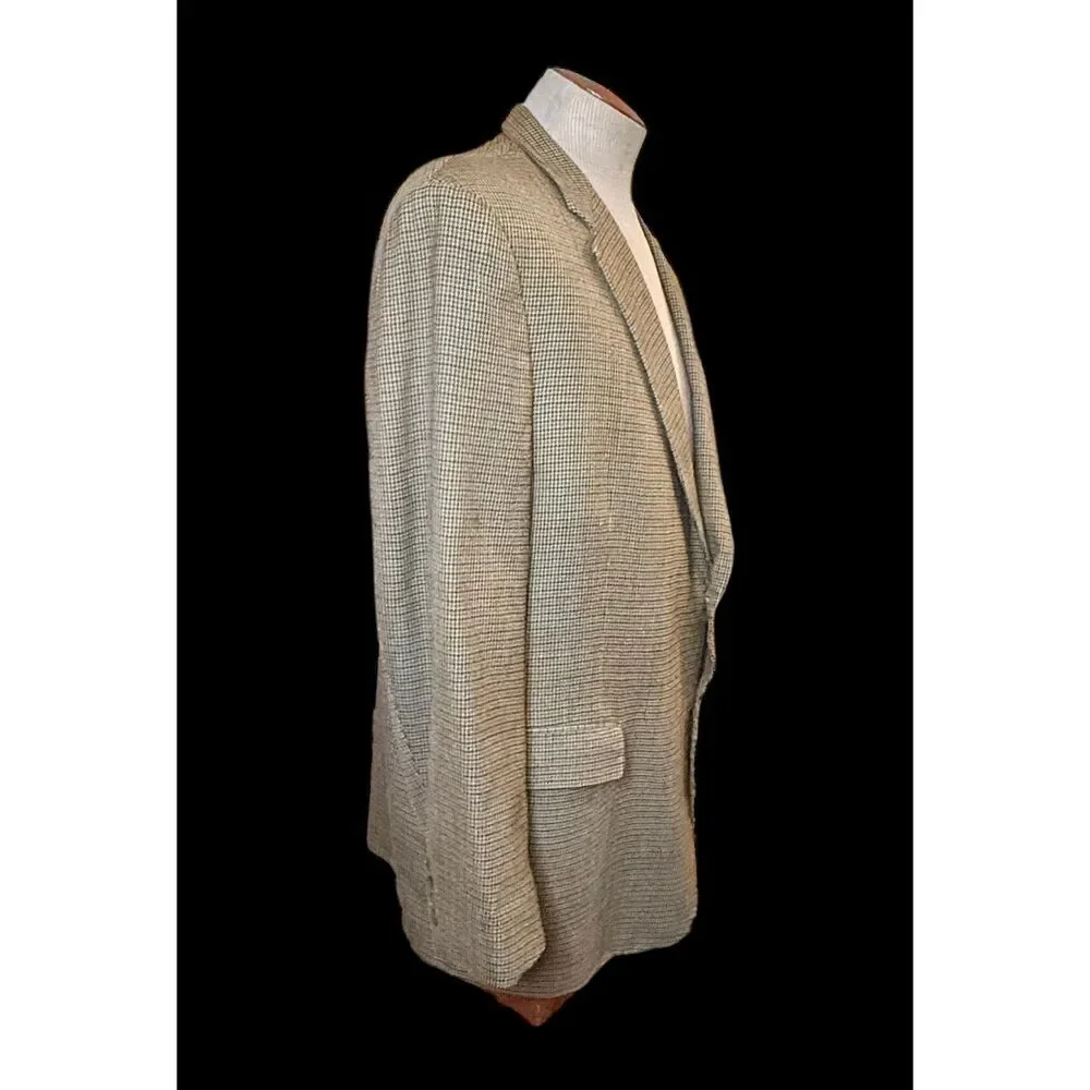 Hart Schaffner Marx 48R Wool Brown Black Sport Coat Blazer Houndstooth